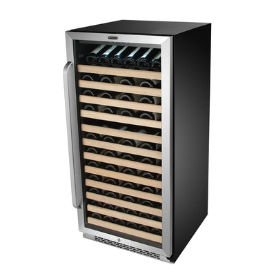 Whynter 100 Bottle 12 Shelf Lockable Built In Wine Refrigerator, Stainless Steel
