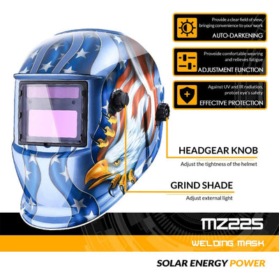 DEKOPRO Solar Powered Welding Helmet w/ Hood and Adjustable Shade (Used)