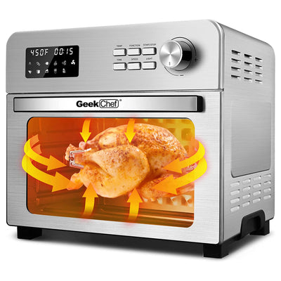 Geek Chef 24 Quart Stainless Steel Air Fryer Toaster Oven with Digital Controls