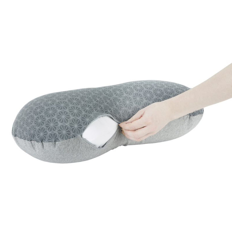 Babymoov Mom and Baby Sleep Aid Leg Support Nursing Pillow, Grey Polka Dots