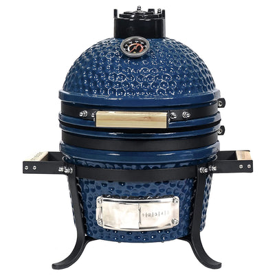 VESSILS 13 Inch Kamado Barbecue Charcoal Grill with Built In Thermometer, Blue