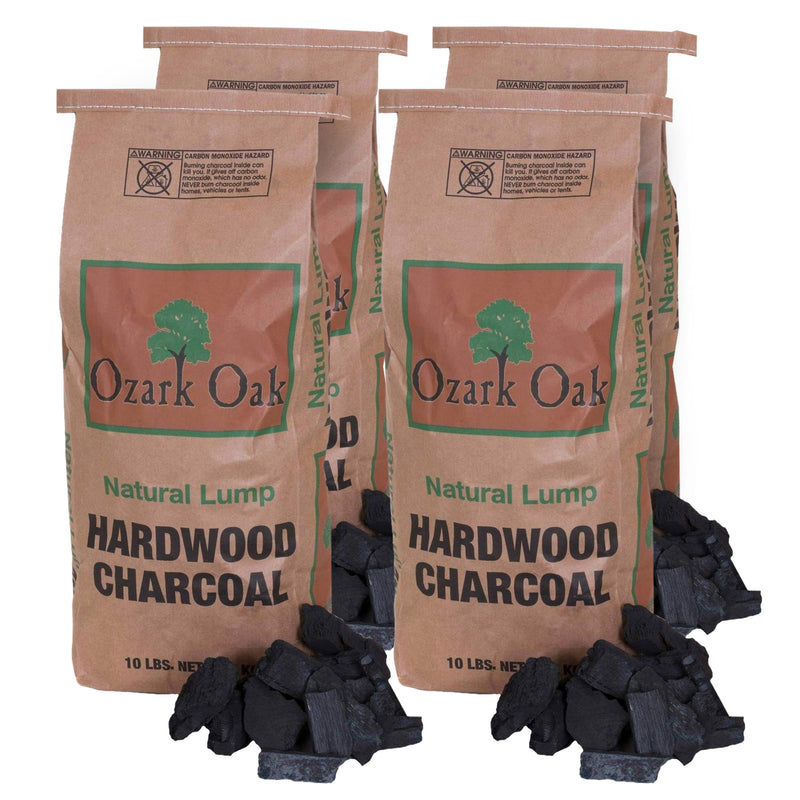 Ozark Oak Natural Hardwood Lump Grill & Smoker Charcoal, 10 Pound Bag (4 Pack)