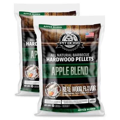 Pit Boss 55433 40 Pound BBQ Wood Pellets for Pellet Grill, Apple Flavor (2 Pack)