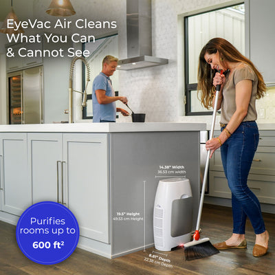 EyeVac Air 2 in 1 Touchless Dust Vacuum and HEPA Air Purifier, White/Silver