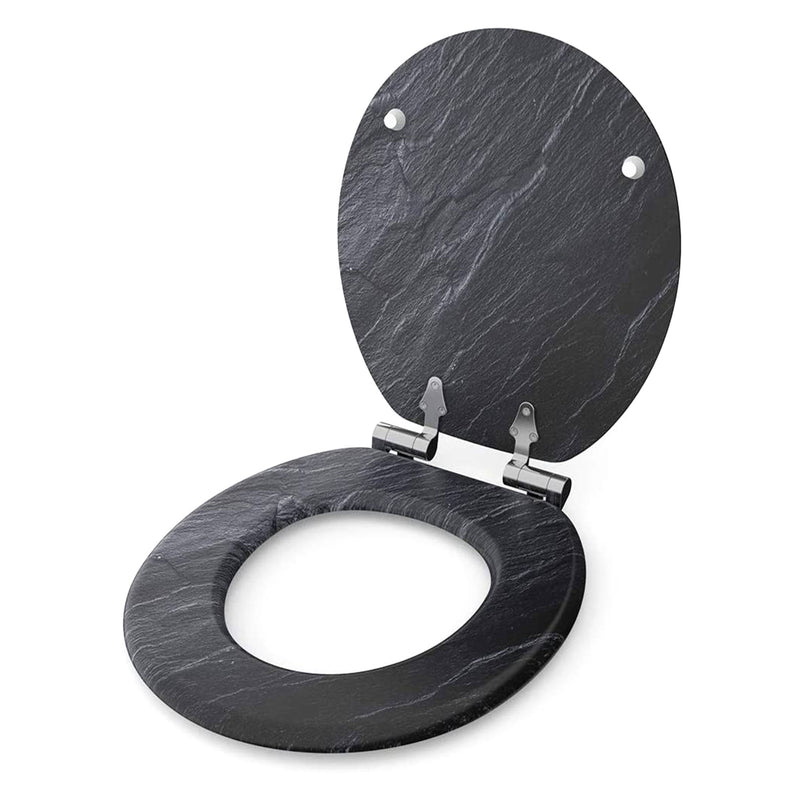 Sanilo 311 Soft Slow Close Elongated Molded Wood Adjustable Toilet Seat, Granite