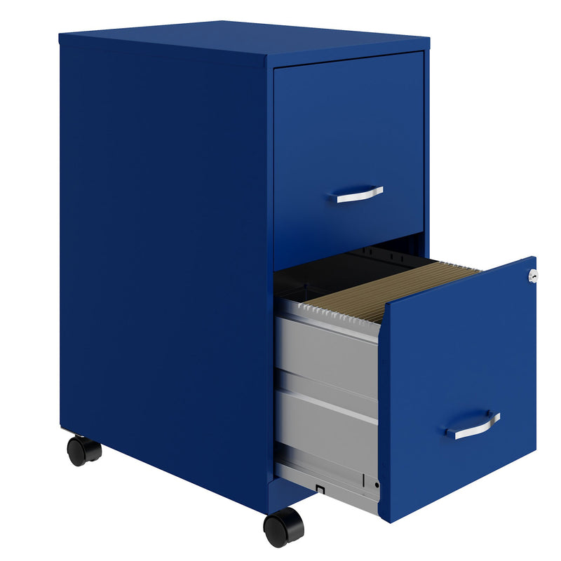 18 Inch Wide 2 Drawer Mobile Organizer Cabinet for Office, (Open Box)