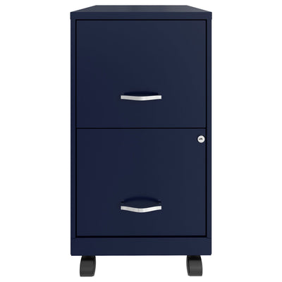 Space Solutions 18 Inch Wide 2 Drawer Mobile Organizer Cabinet for Office, Navy