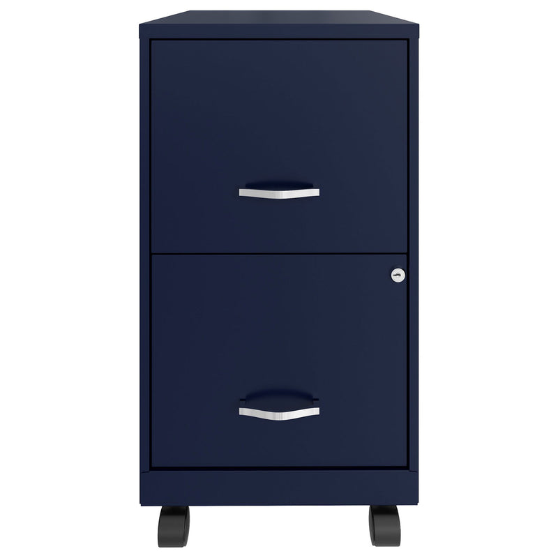 Space Solutions 18 Inch Wide 2 Drawer Mobile Organizer Cabinet for Office, Navy