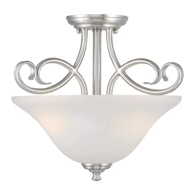 Westinghouse Dunmore 2-Bulb Ceiling Light Fixture, Brushed Nickel, Frosted Glass