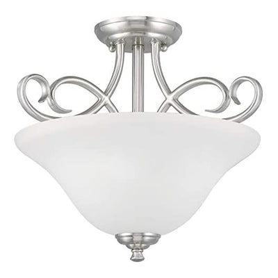 Westinghouse Dunmore 2-Bulb Ceiling Light Fixture, Brushed Nickel, Frosted Glass