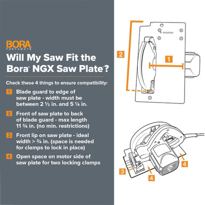 BORA 6 Piece NGX Compact Set w/502 Inch Clamp Edge, Extension, Handle, and Plate