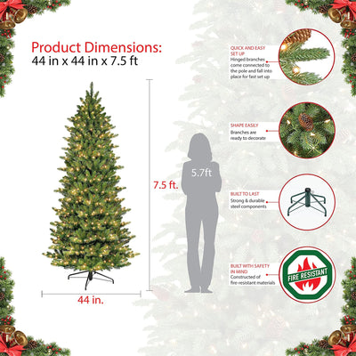 Puleo International Fraser Fir 10 Foot Prelit Artificial Slim Christmas Tree