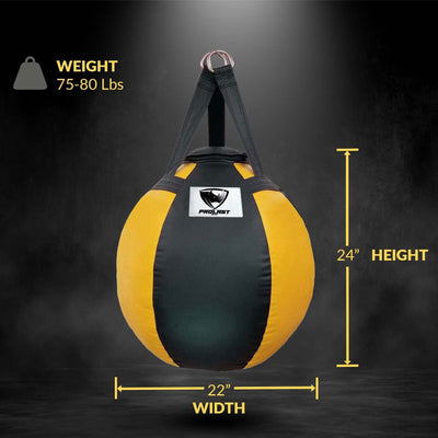 PROLAST 65 Pound Boxing Filled Heavy Hanging Wrecking Ball Punching Bag, Yellow