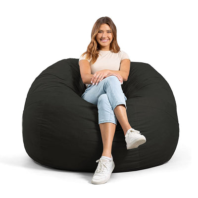 Big Joe Fuf Large Shredded Foam Beanbag Chair with Removable Cover, Black Lenox