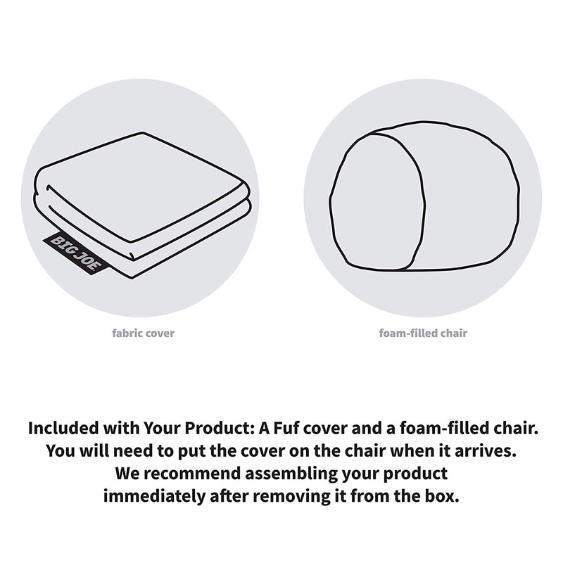Big Joe Fuf XXL Shredded Foam Beanbag Chair with Removable Cover, Cobalt Lenox