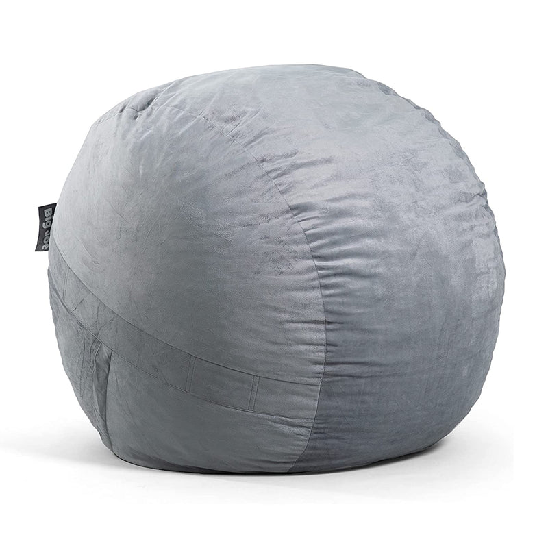 Big Joe Fuf Large Shredded Foam Beanbag Chair with Removable Cover, Grey Plush