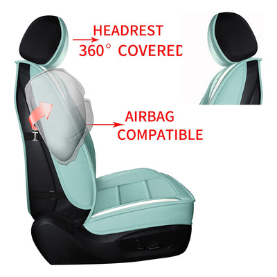 Inch Empire Universal 5 Faux Leather Full Set Car Seat Cover, Eggshell Blue Line