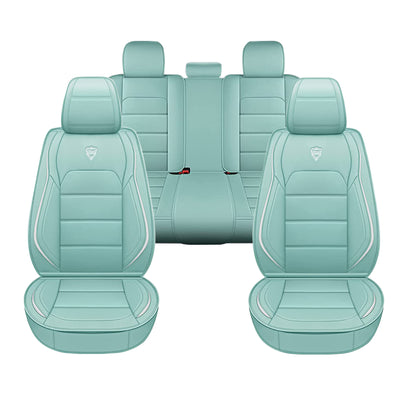Inch Empire Universal 5 Faux Leather Full Set Car Seat Cover, Eggshell Blue Line