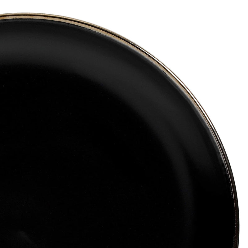 Gibson Home Rockaway Round Stoneware Dinnerware, Set of 16, Black with Gold Rim