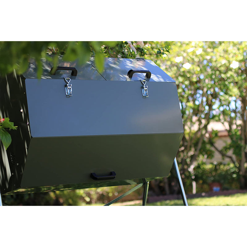 Jora Composter-70 Gal Outdoor Dual Chamber Steel Compost Tumbler Bin (Open Box)
