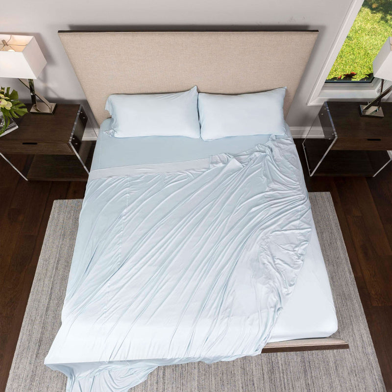 SHEEX Polar Max Cooling Sheet Set with Pillowcases, King/Cal King, Skylight Blue