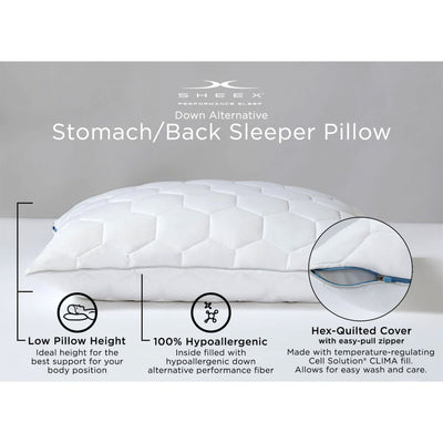 SHEEX Original Performance King Size Down Stomach/Back Sleeper Pillow (2 Pack)