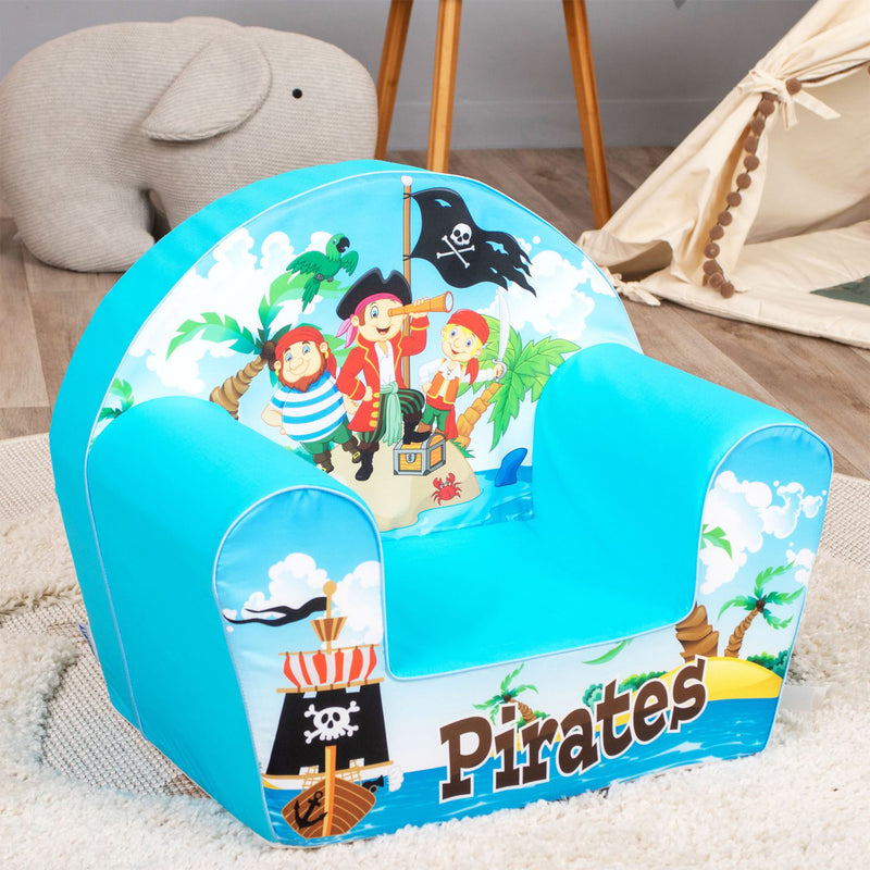 Delsit Toddler Lightweight Kid Sized Foam Lounge Reading Chair, Pirate Island
