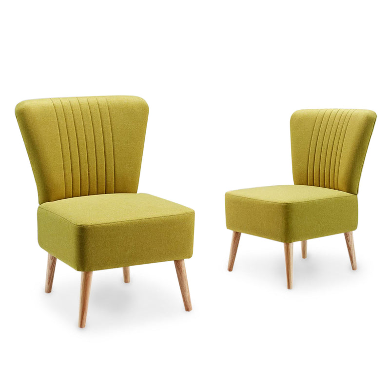 JOMEED Mid Century Modern Armless Linen Accent Chairs, Set of 2, Yellow/Green