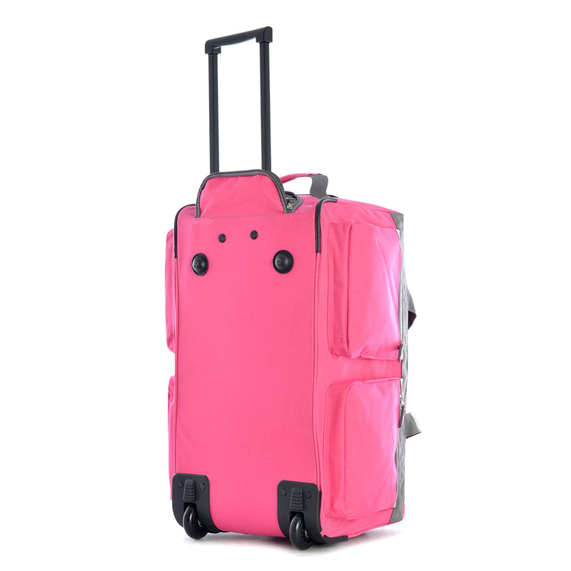 Olympia 29 Inch 8 Pockets U Shaped Rolling Duffel Bag with Handle, Hot Pink