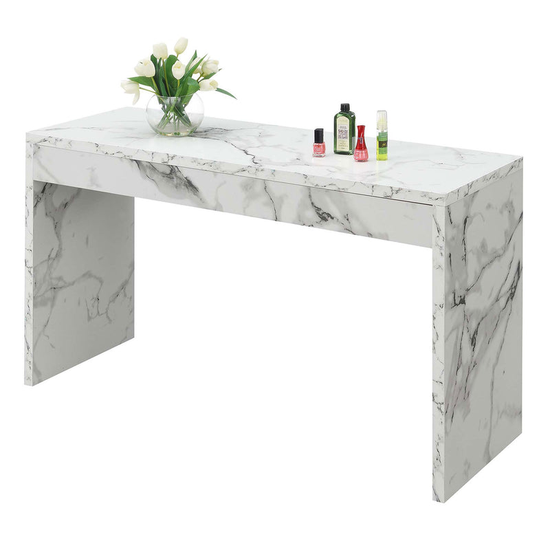 Convenience Concepts Northfield Hall Home Console Desk Table, White Faux Marble