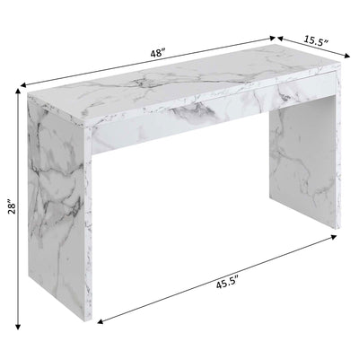 Convenience Concepts Northfield Hall Home Console Desk Table, White Faux Marble