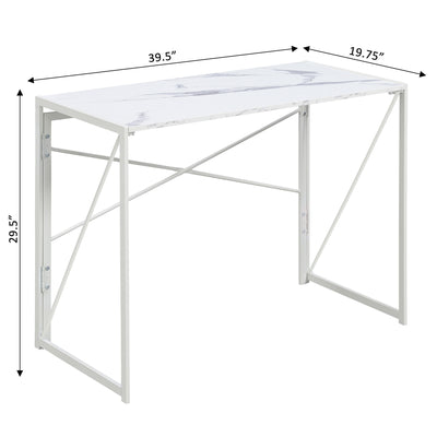 Convenience Concepts 39.5" Ergonomic Rectangular Xtra Folding Desk, Marble/White