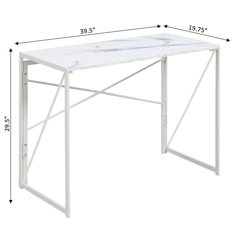 Convenience Concepts 39.5" Ergonomic Rectangular Xtra Folding Desk, Marble/White