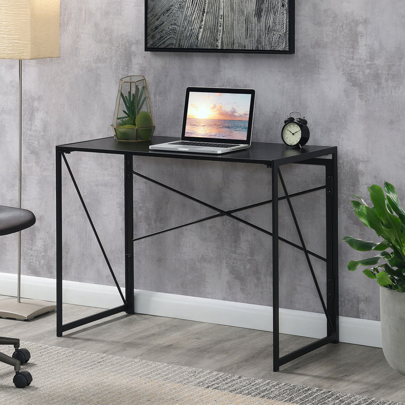 Convenience Concepts 39.5" Ergonomic Rectangular Xtra Folding Desk, Black/Black