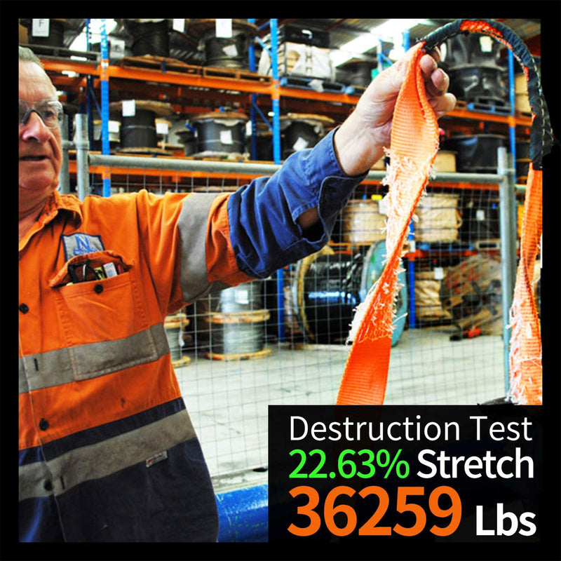 ALL-TOP 3 Inch Nylon Recovery Snatch Strap, 30 Feet, 35,000 Lb Capacity, Orange