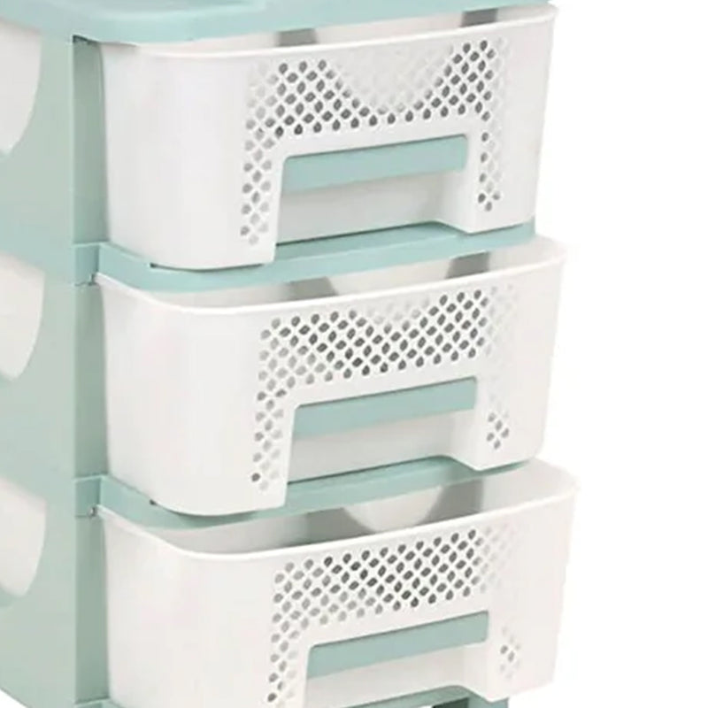 Homeplast Vesta Perforated 3 Drawer Home Storage Organizer Shelf, Green (Used)