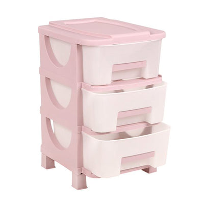 Homeplast Vesta 24 Inch Tall Plastic 3 Drawer Home Storage Organizer Shelf, Pink