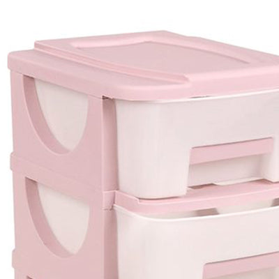 Homeplast Vesta 24 Inch Tall Plastic 3 Drawer Organizer Shelf, Pink (Open Box)