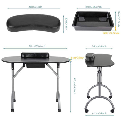 LEIBOU Professional 36in Portable Foldable Technician Manicure Table (Open Box)