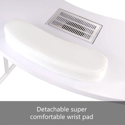 LEIBOU Professional Vented Foldable Manicure Nail Technician Table w/ Fan, White