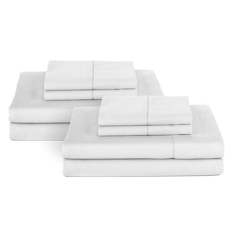 Elite Home Soft 400 Thread Count Cotton Weave Queen Sheet Set, White (2 Pack)