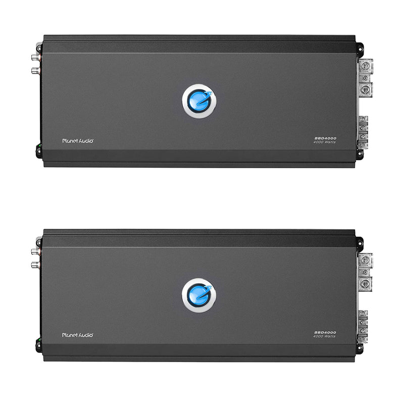 Planet Audio BB4000.1 4000W Mono D Car Amplifier Power Amp and Remote (2 Pack)
