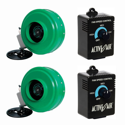 Hydrofarm ACDF6 + ACSC Active Air 6" Inline Duct Fan & Speed Controller (2 Pack)