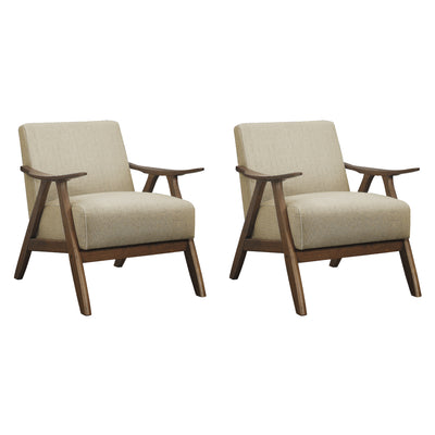 Lexicon Damala Collection Retro Inspired Wood Frame Accent Chair, Brown (2 Pack)