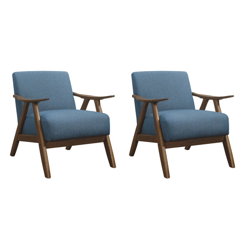 Lexicon Damala Collection Retro Inspired Wood Frame Accent Chair, Blue (2 Pack)