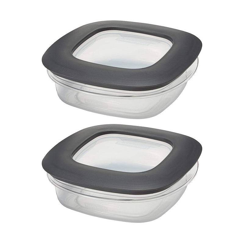 Rubbermaid 3 Cup Square Premier Plastic Storage Container w/ Lid, Clear (2 Pack)