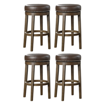 Lexicon Whitby 30.5 Inch Pub Height Round Swivel Seat Bar Stool, Brown (4 Pack)