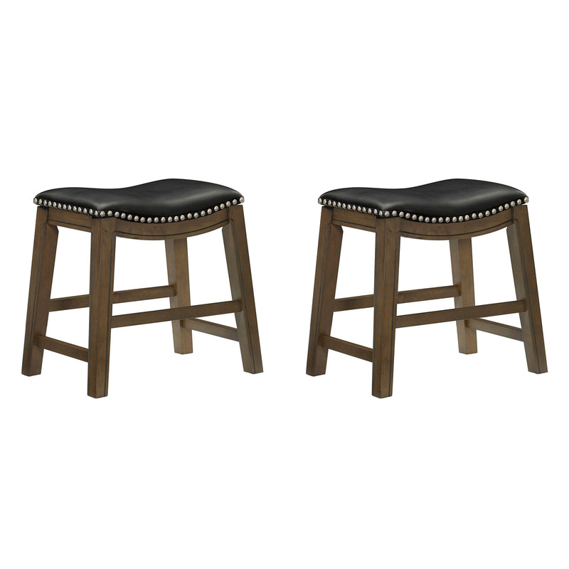 Homelegance 18-inch Dining Height Wooden Bar Stool Saddle Seat, Black (2 Pack)