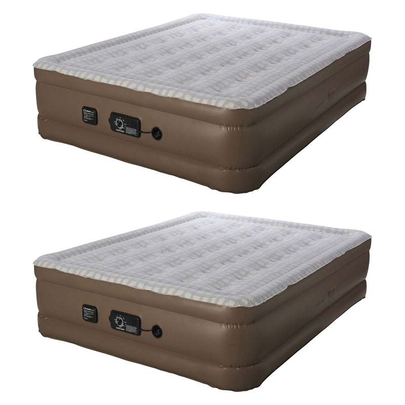 Insta-Bed Raised Inflatable Queen Air Mattress Bed with Pump, Plaid (2 Pack)