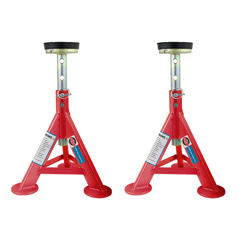 Esco 89401 3 Ton Adjustable Jack Stand w/ Removable Rubber Top, Red (2 Pack) - VMInnovations